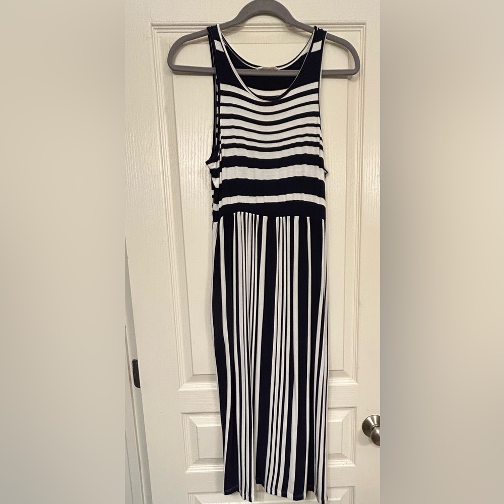 Striped Sleeveless Midi Dress
